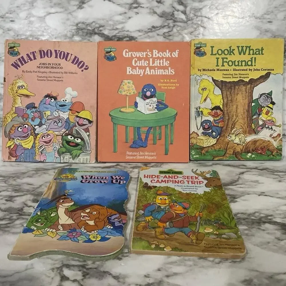 4 vintage sesame street books
